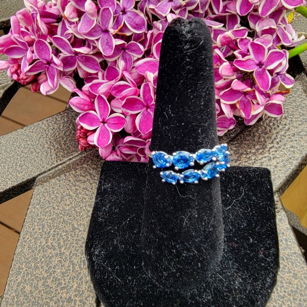 Lab created blue topaz ring